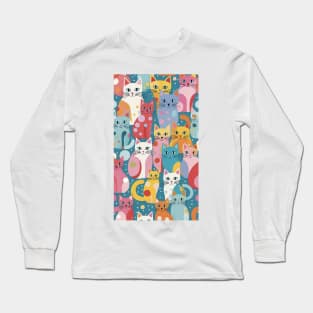 Vivid Whisker Whimsy: A Kaleidoscope of Colorful Cats Long Sleeve T-Shirt